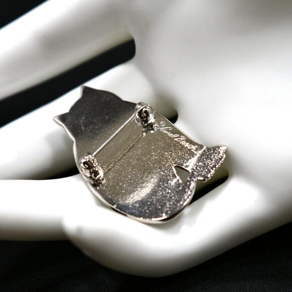 Vintage Laurel Burch Mystic Cat Brooch, Rhodium Plated - Picture 4 of 10